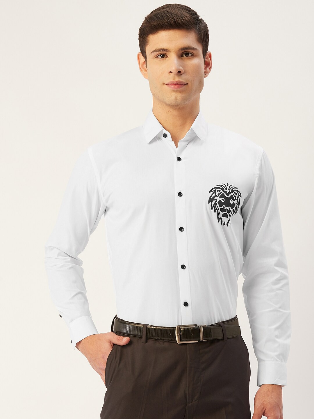 

JAINISH Men White Standard Cotton Formal Shirt