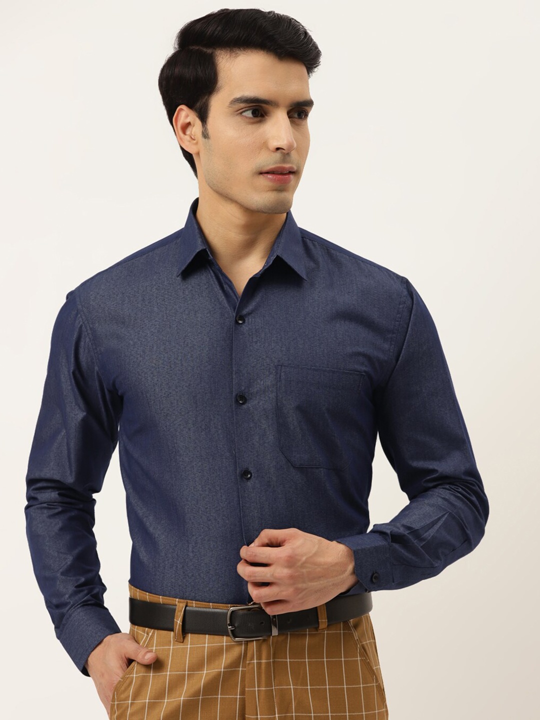 

JAINISH Men Charcoal Standard Cotton Formal Shirt