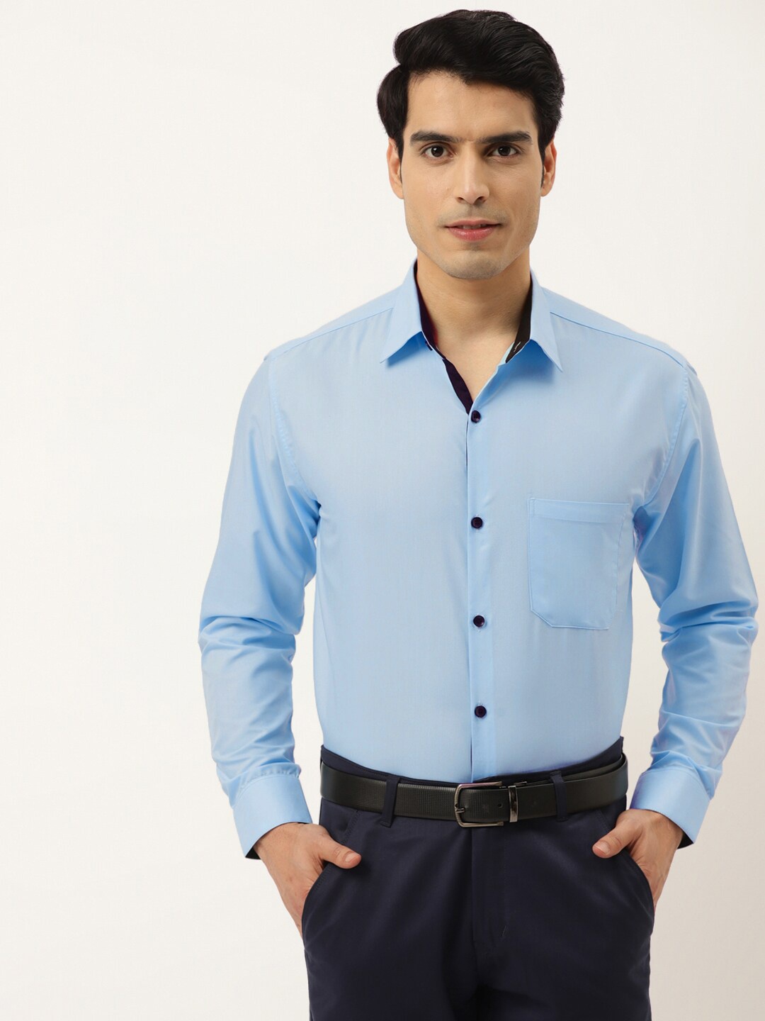 

JAINISH Men Turquoise Blue Standard Cotton Formal Shirt