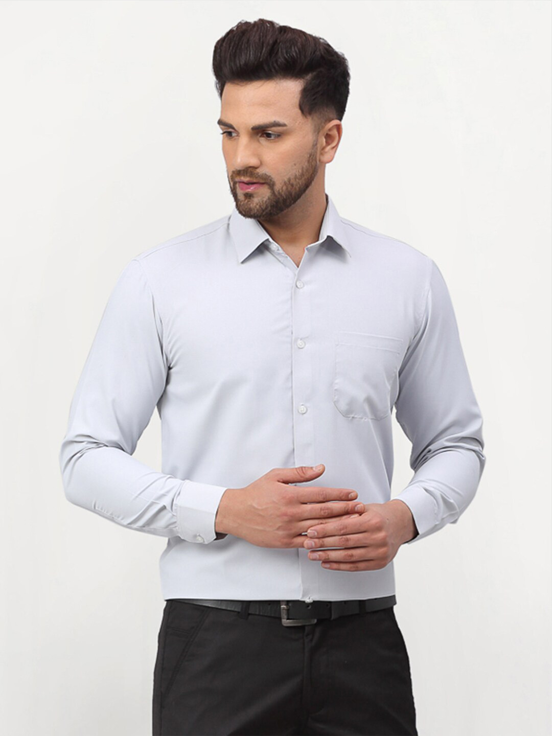 

JAINISH Men Grey Standard Pure Cotton Formal Shirt
