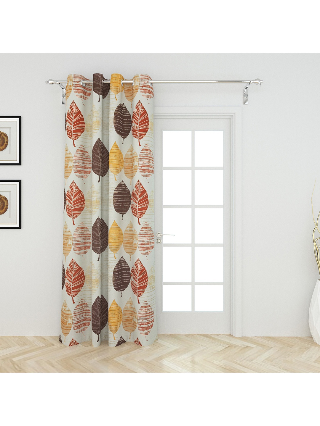 

Home Centre Brown & Orange Floral Door Curtain