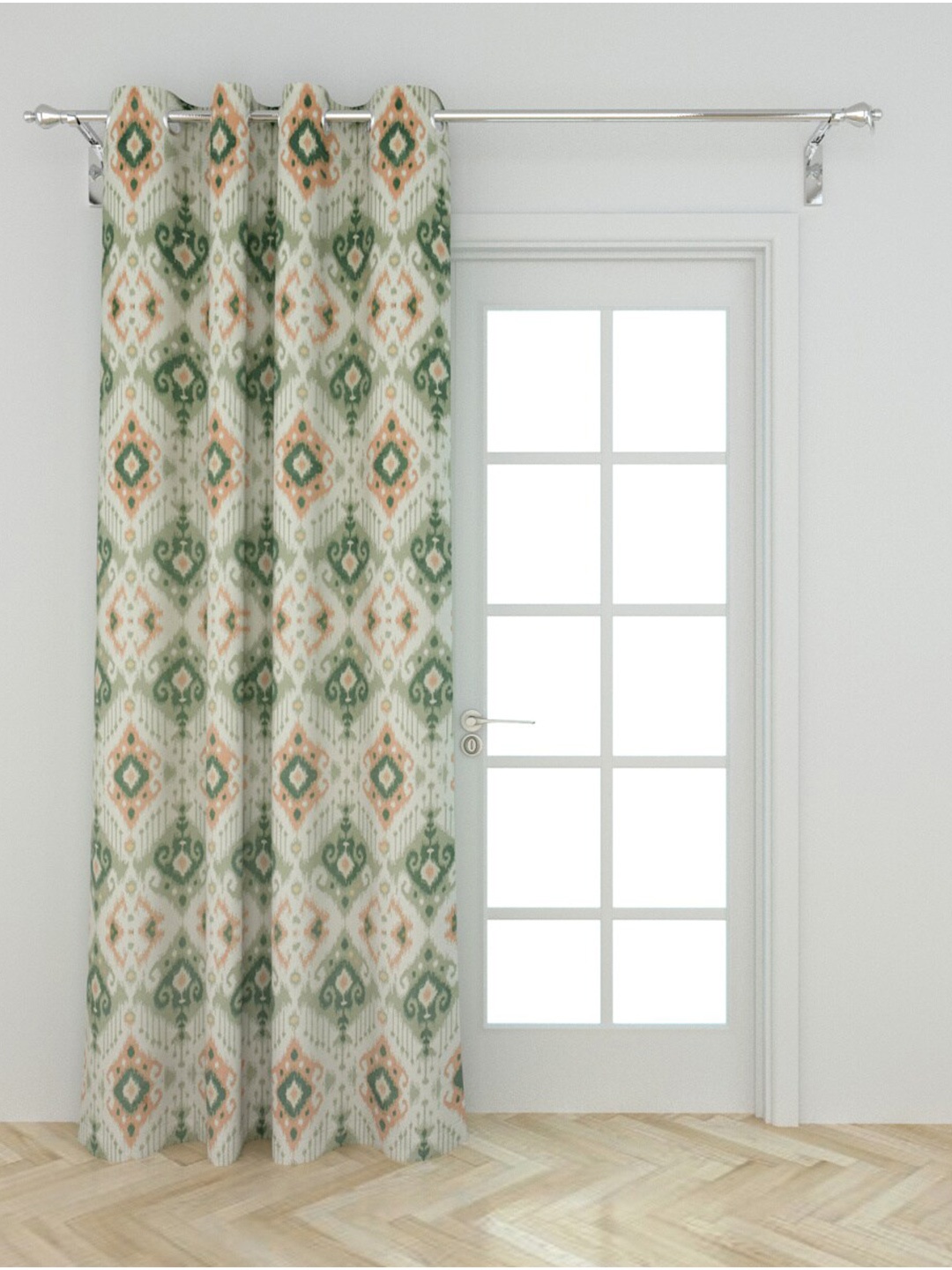

Home Centre Green & Cream-Coloured Ethnic Motifs Door Curtain