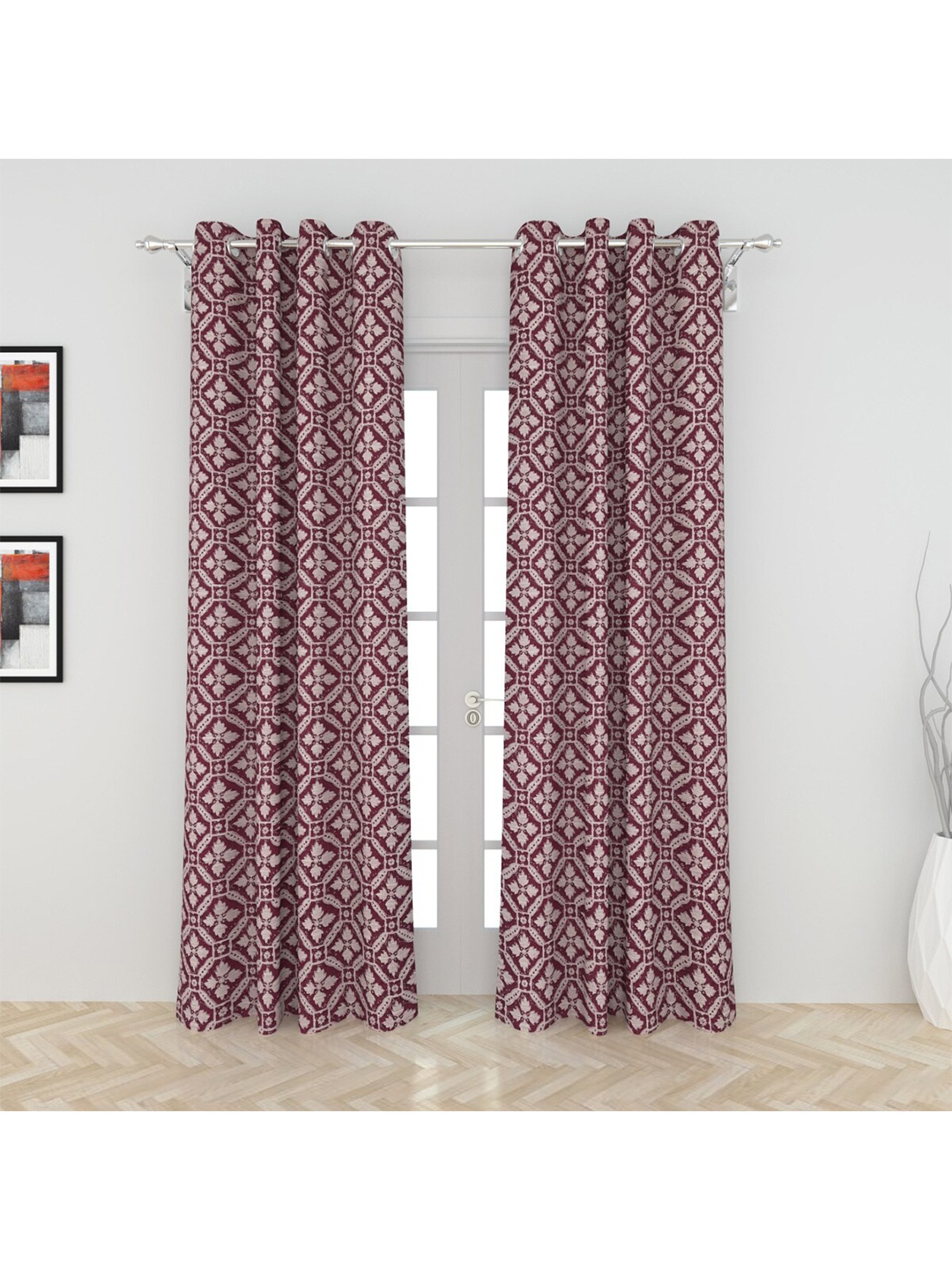 

Home Centre Purple Set of 2 Geometric Door Curtain