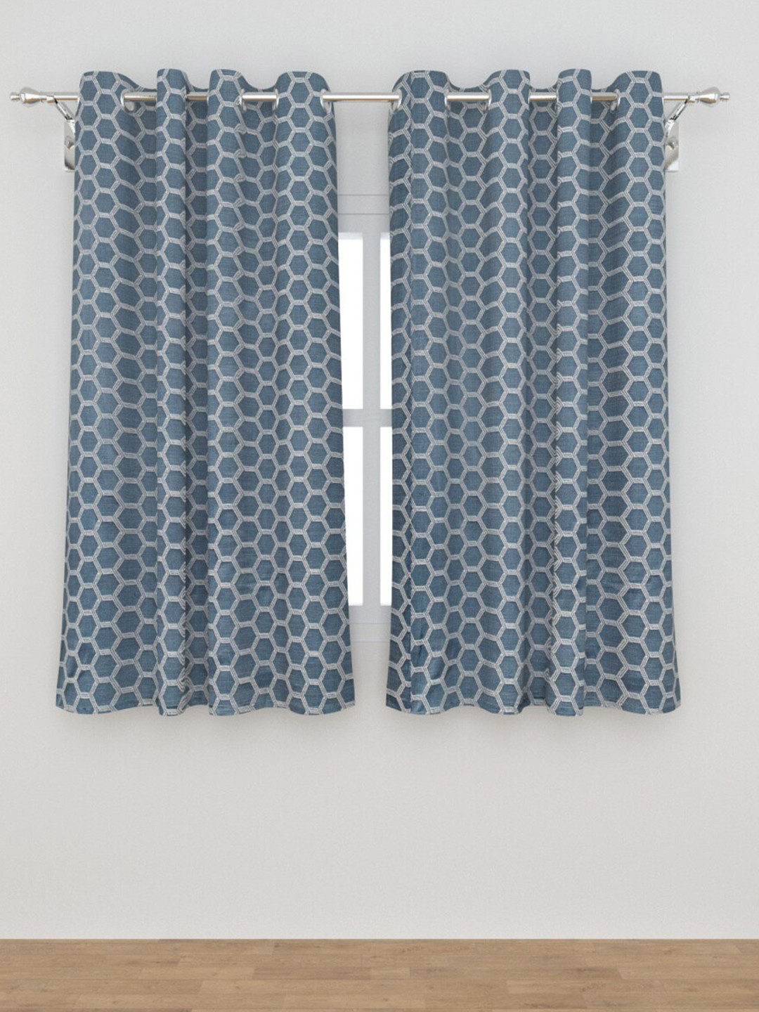 

Home Centre Blue Set of 2 Geometric Window Curtain