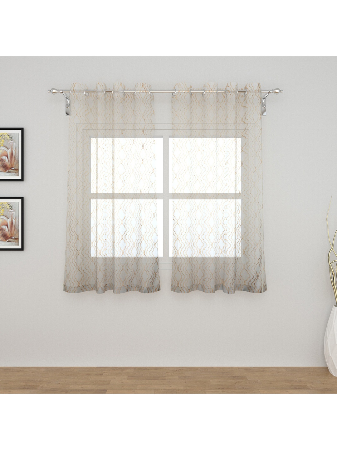 

Home Centre Beige Set of 2 Sheer Window Curtain