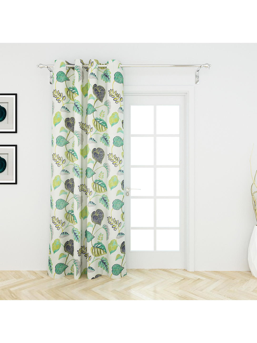 

Home Centre White & Green Floral Semi-Blackout Door Curtains