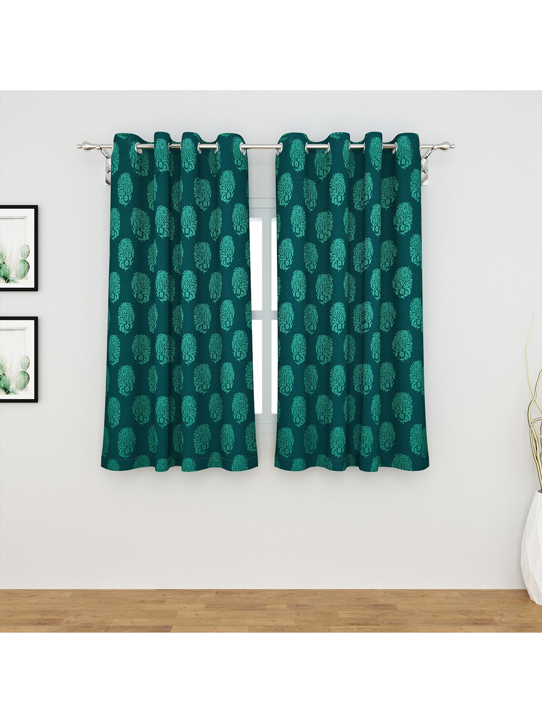 

Home Centre Set of 2 Turquoise Blue Ethnic Motifs Black Out Window Curtain