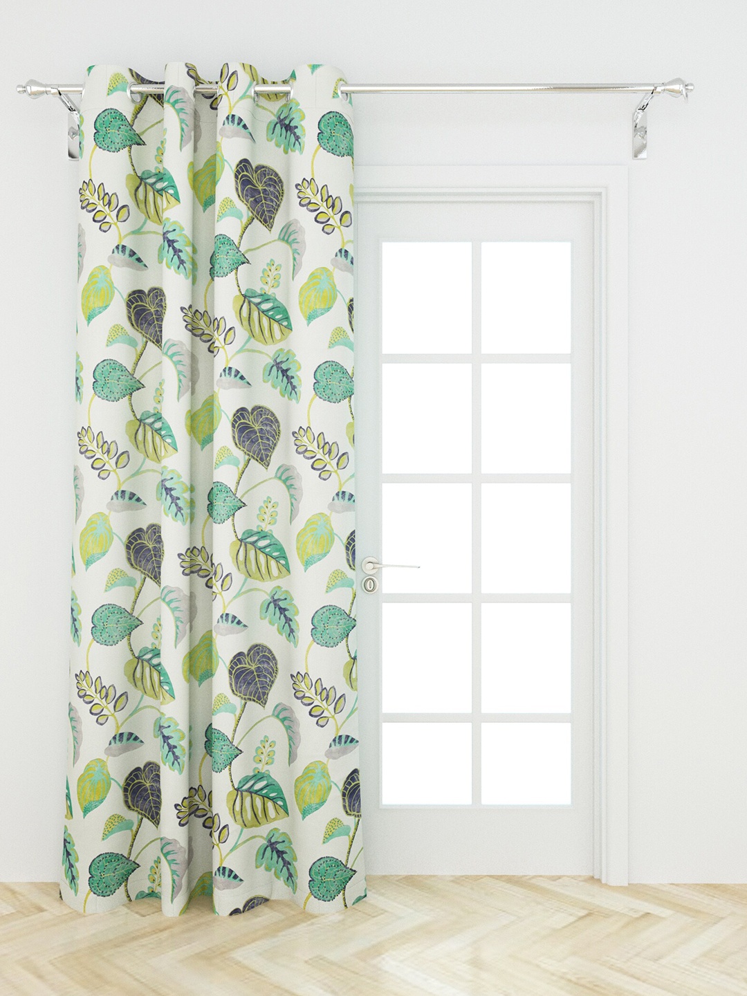

Home Centre White & Green Set of 2 Floral Door Curtain