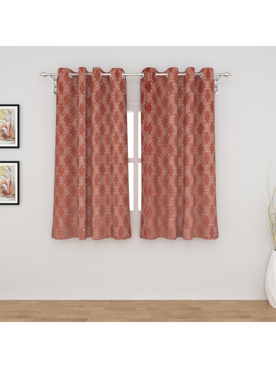 

Home Centre Brown & White Set of 2 Ethnic Motifs Window Curtain