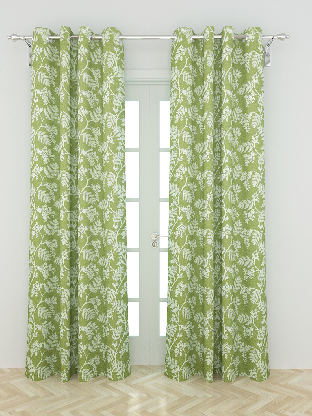 

Home Centre Green & White Set of 2 Floral Door Curtain