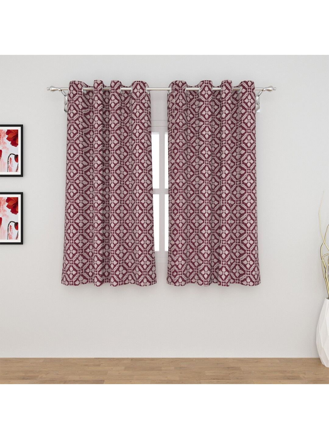 

Home Centre Purple & Taupe Set of 2 Ethnic Motifs Window Curtain