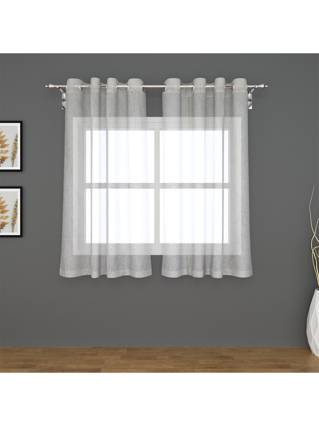 

Home Centre White Set of 2 Ethnic Motifs Window Curtain