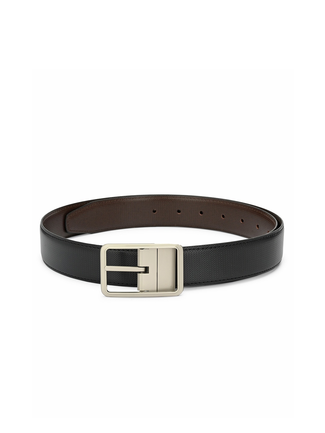 

thickskin Men Black Textured Formal Belt