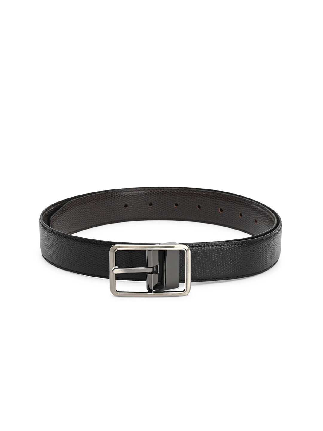 

thickskin Men Black Textured PU Reversible Formal Belt