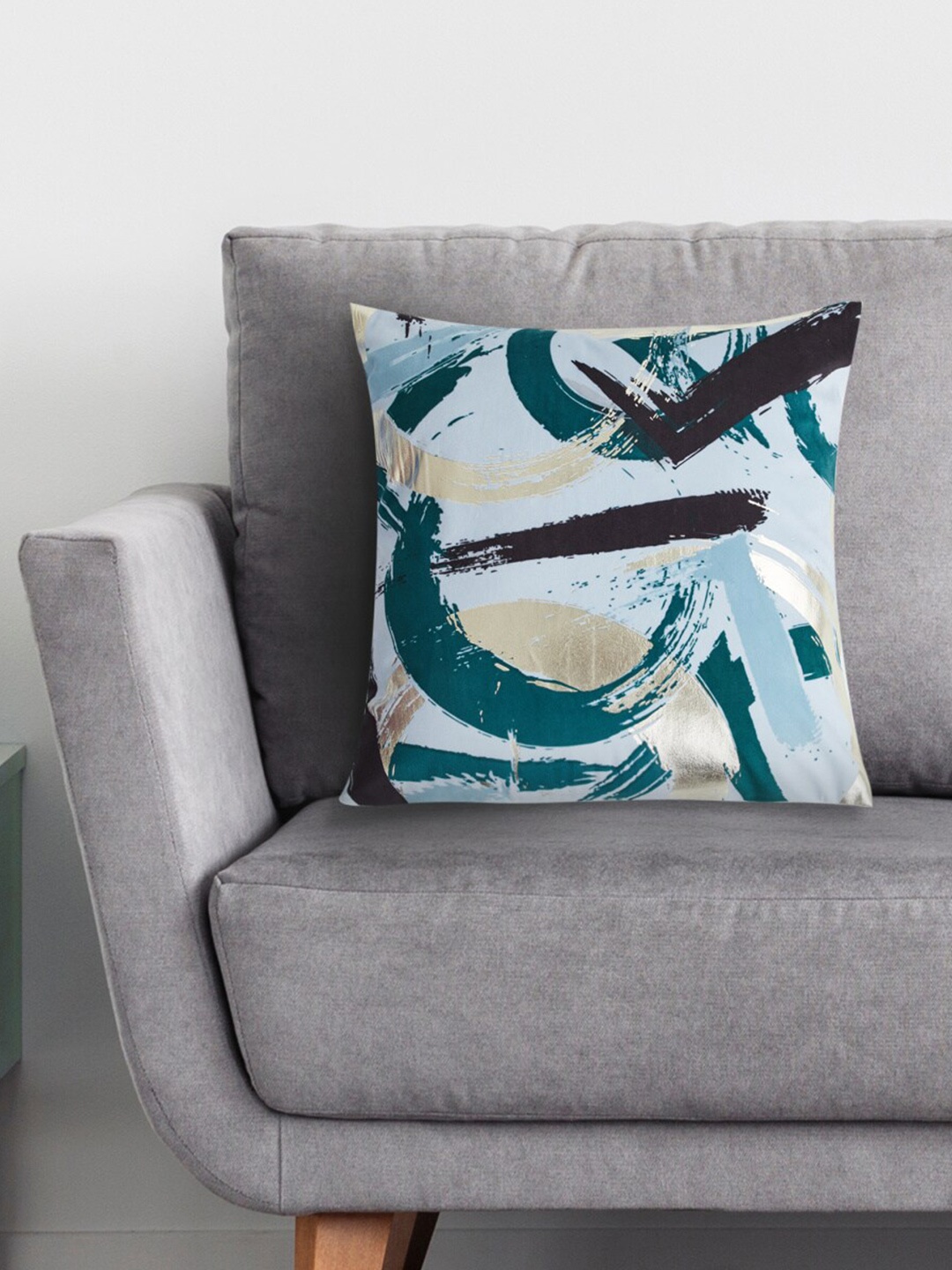 

Home Centre Teal & Black Abstract Velvet Square Cushion Covers