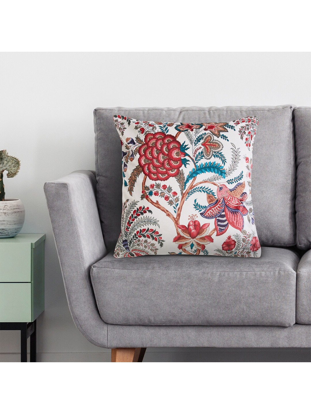 

Home Centre White & Red Floral Square Cushion Covers