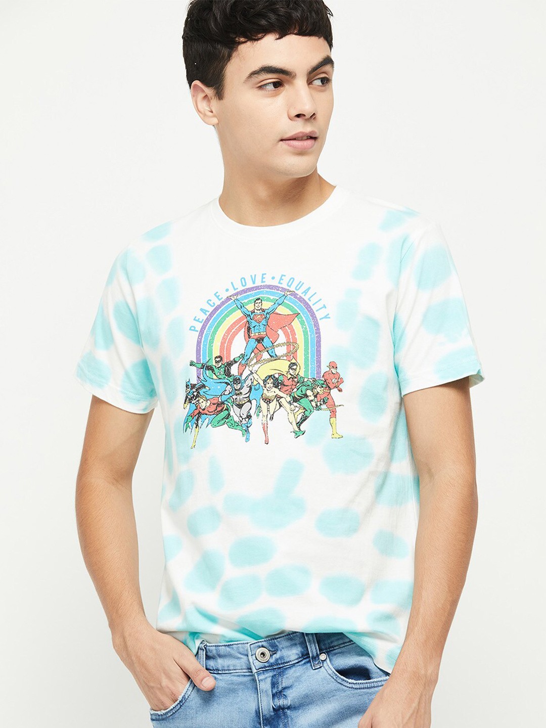 

max Men Blue Superhero Printed Pure Cotton T-shirt