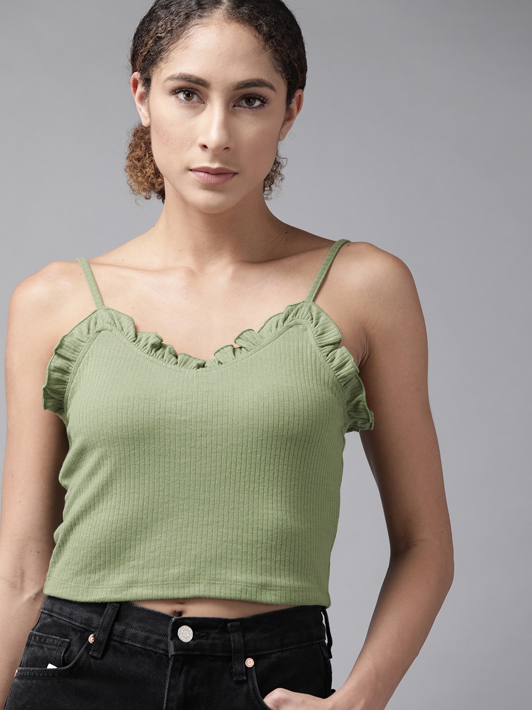 

Roadster Green Crop Solid Top