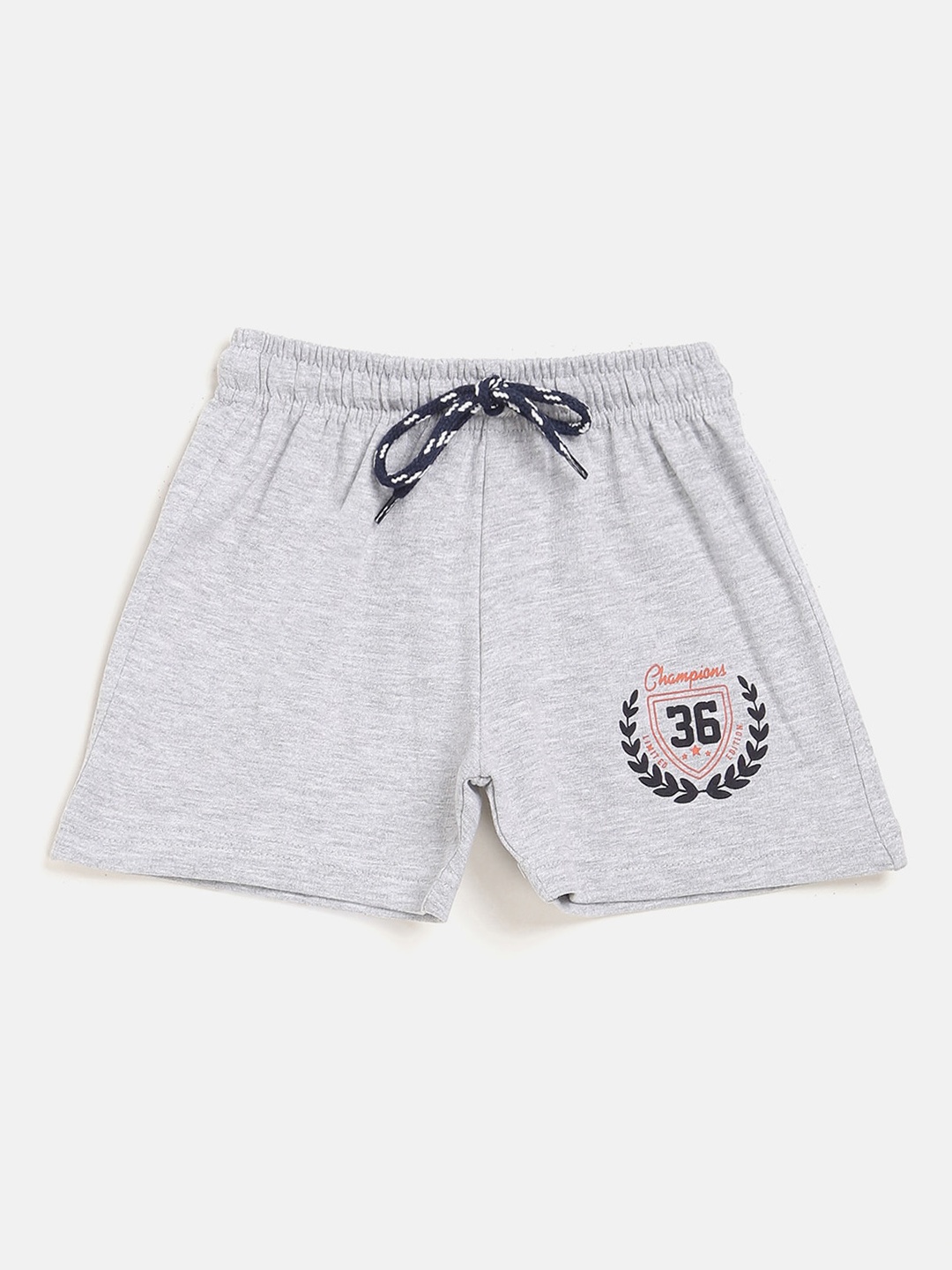 

V2 Value & Variety Boys Grey Melange Solid Cotton Shorts