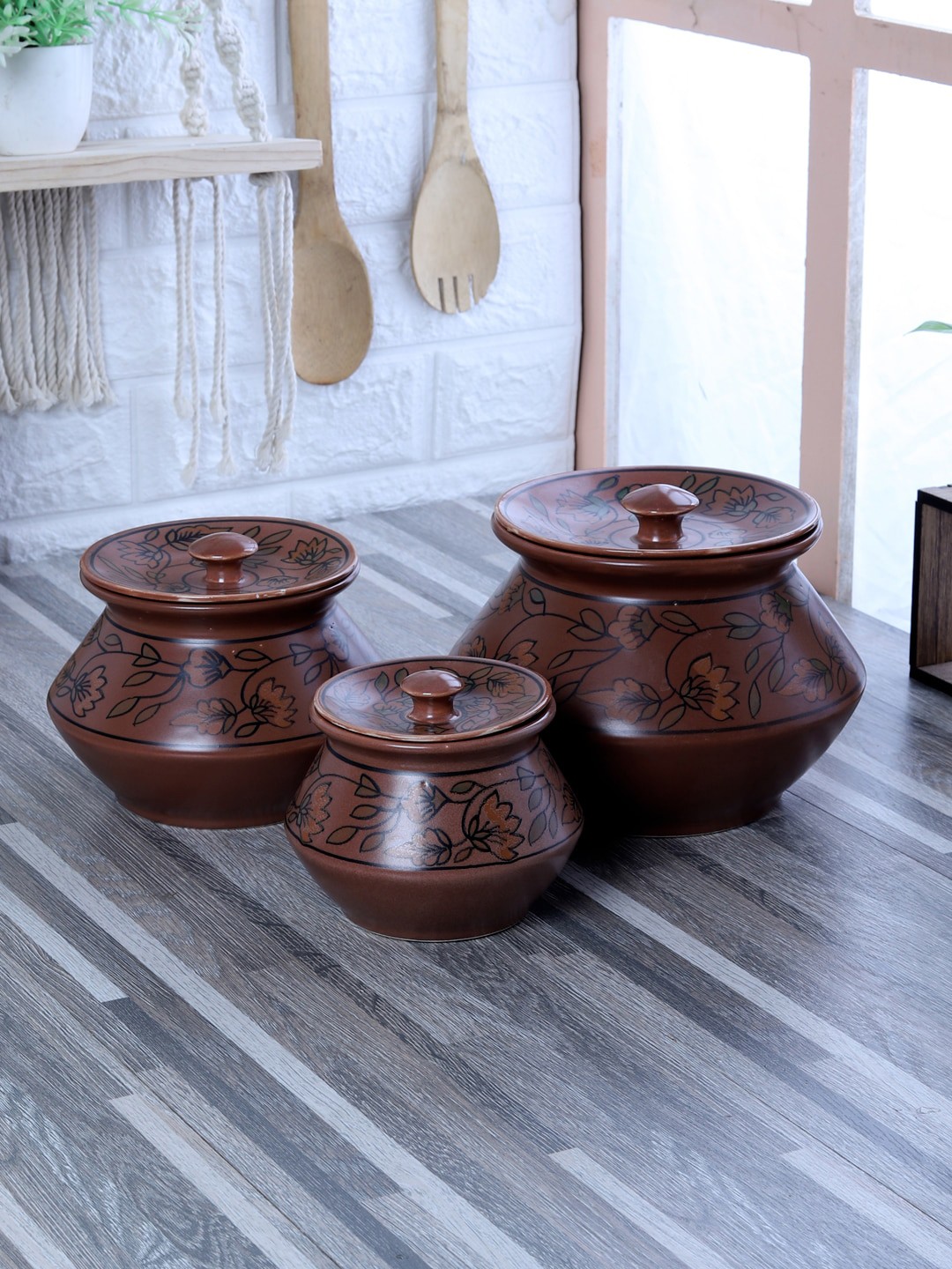 

CDI Pack Of 3 Brown Handprinted Handi Set