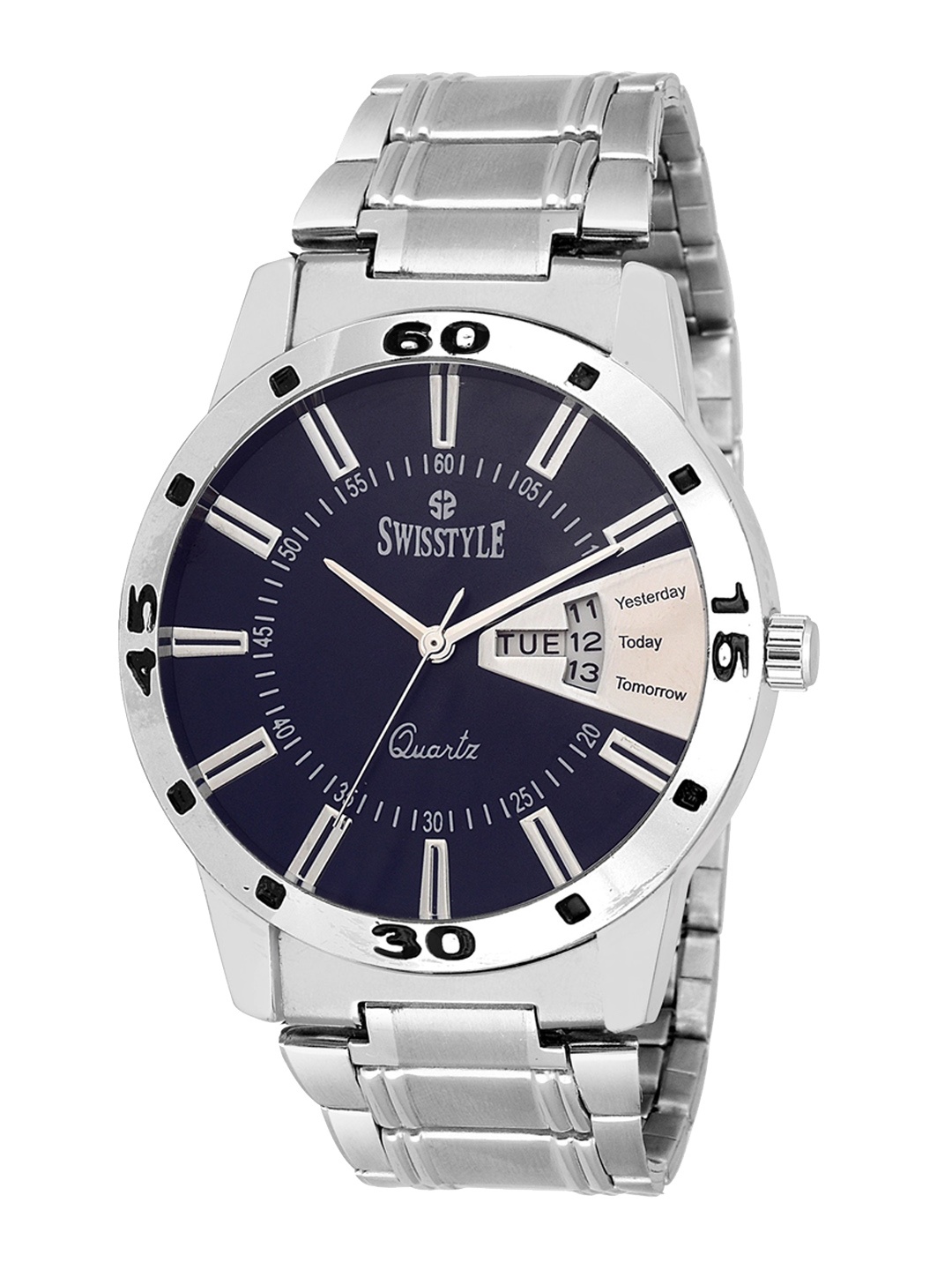 

SWISSTYLE Men Blue Dial & Silver Toned Bracelet Style Straps Analogue Watch