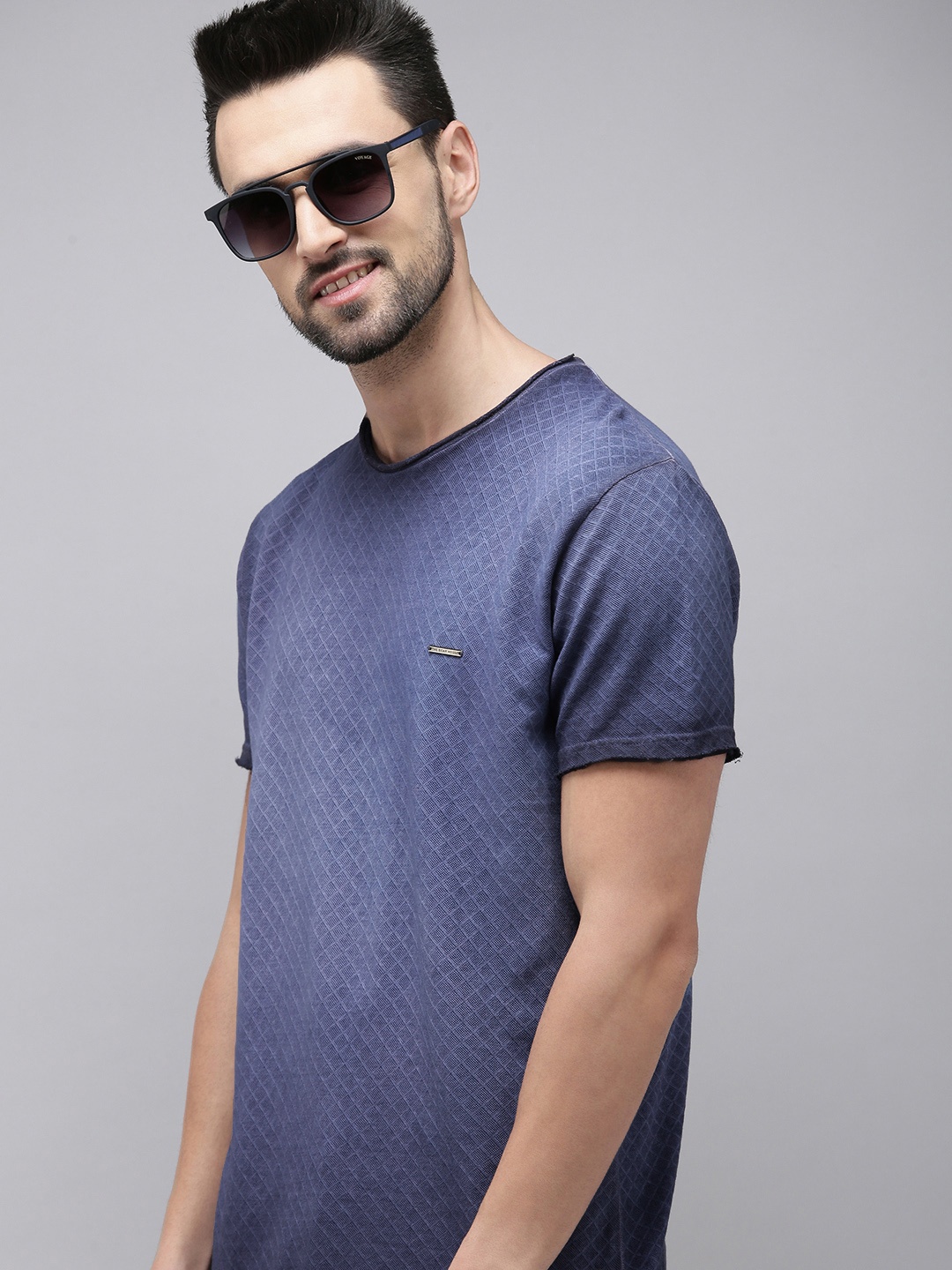 

THE BEAR HOUSE Men Blue Pure Cotton T-shirt