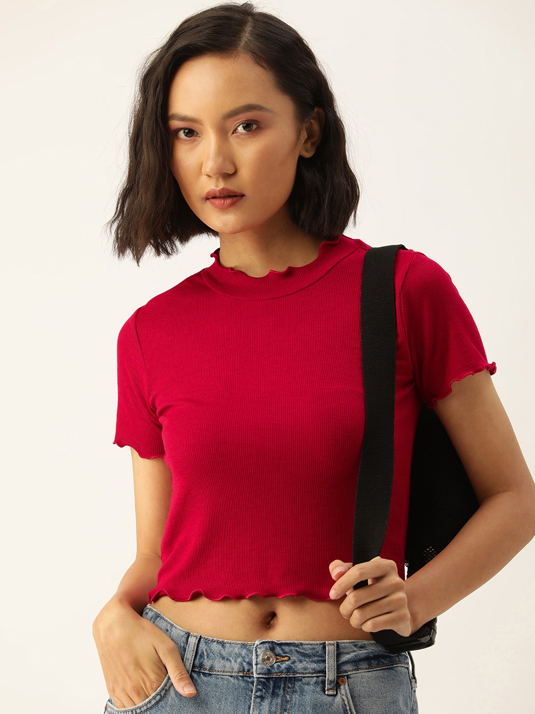 

Kook N Keech Magenta Pink Ribbed Crop Top