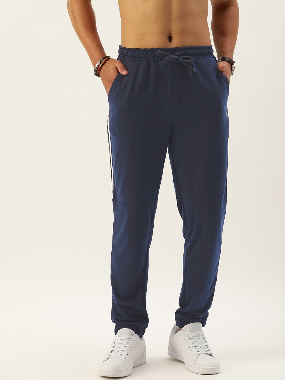 

Kook N Keech Men Black Side Striped Joggers, Navy blue