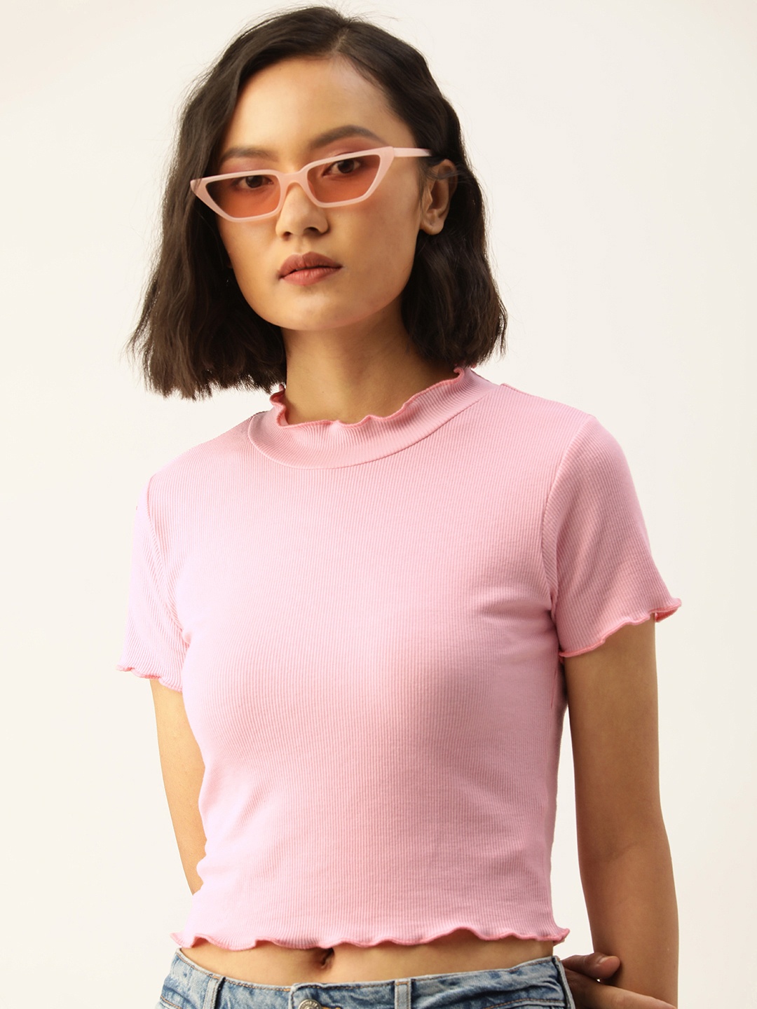 

Kook N Keech Pink Ribbed Crop Top
