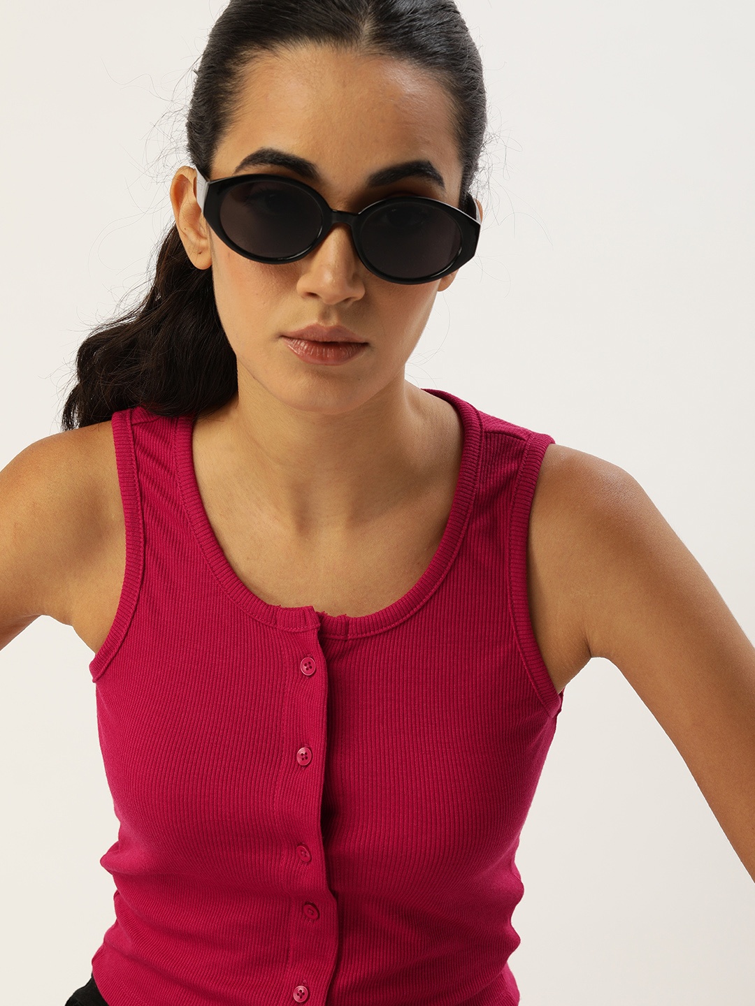 

Kook N Keech Women Pink Ribbed Crop Top