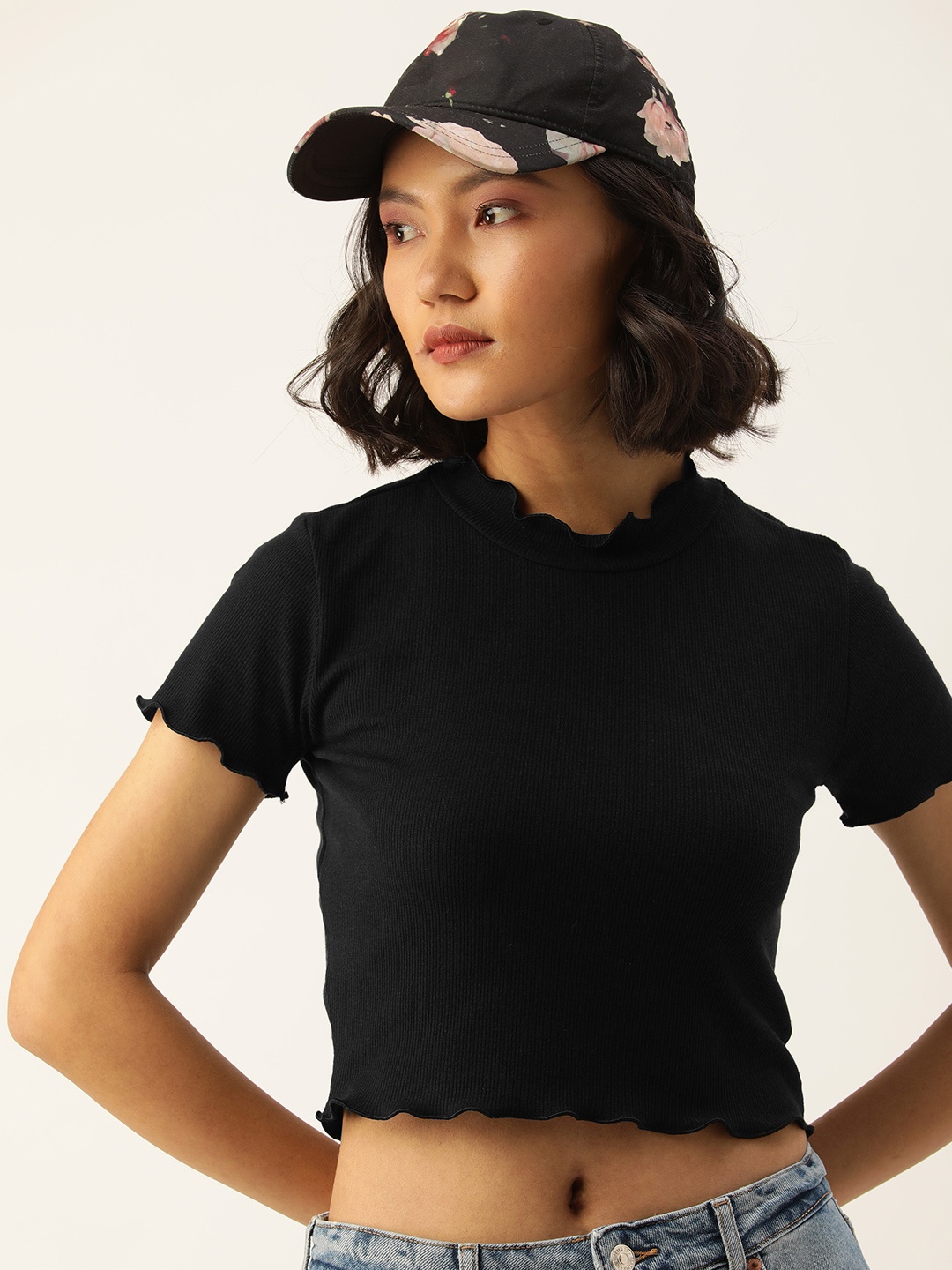 

Kook N Keech Black Ribbed Crop Top
