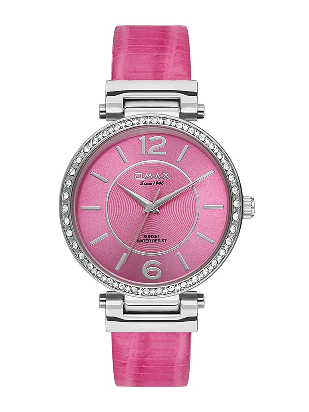 

Omax Women Pink Embellished Dial & Pink Leather Straps Analogue Watch