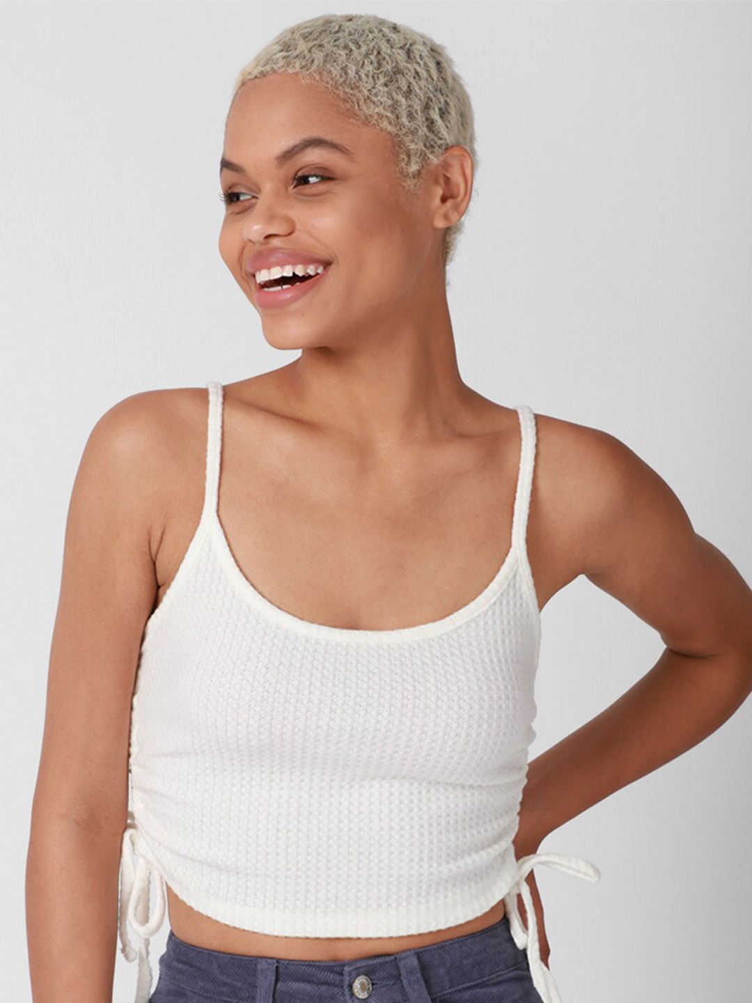 

FOREVER 21 White Striped Top