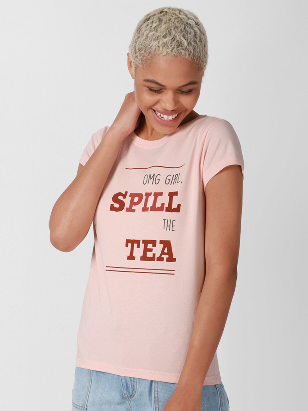 

FOREVER 21 Pink & Black Print Top