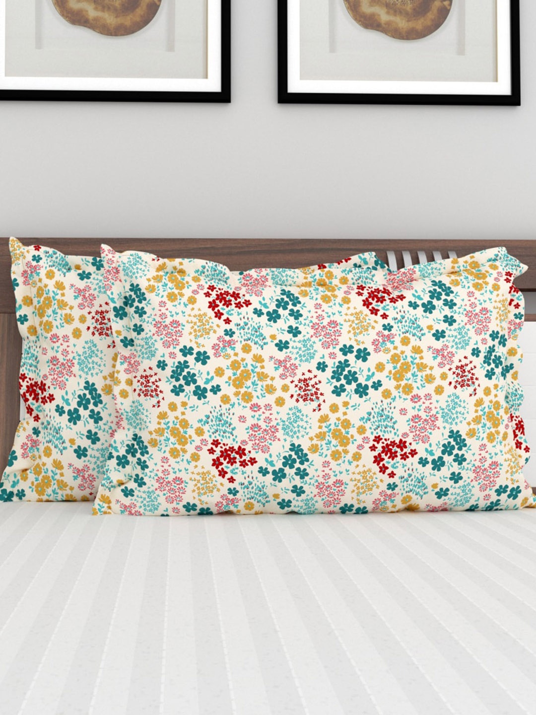 

Home Centre Set Of 2 Multi-Coloured Printed Cotton Pillow Covers