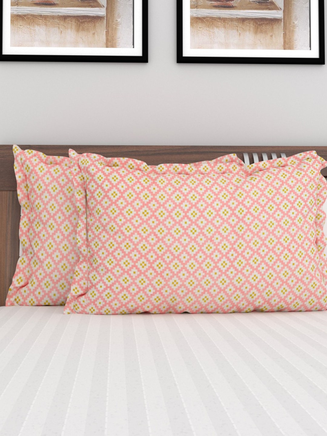 

Home Centre Set Of 2 Pink Printed Pillow Covers