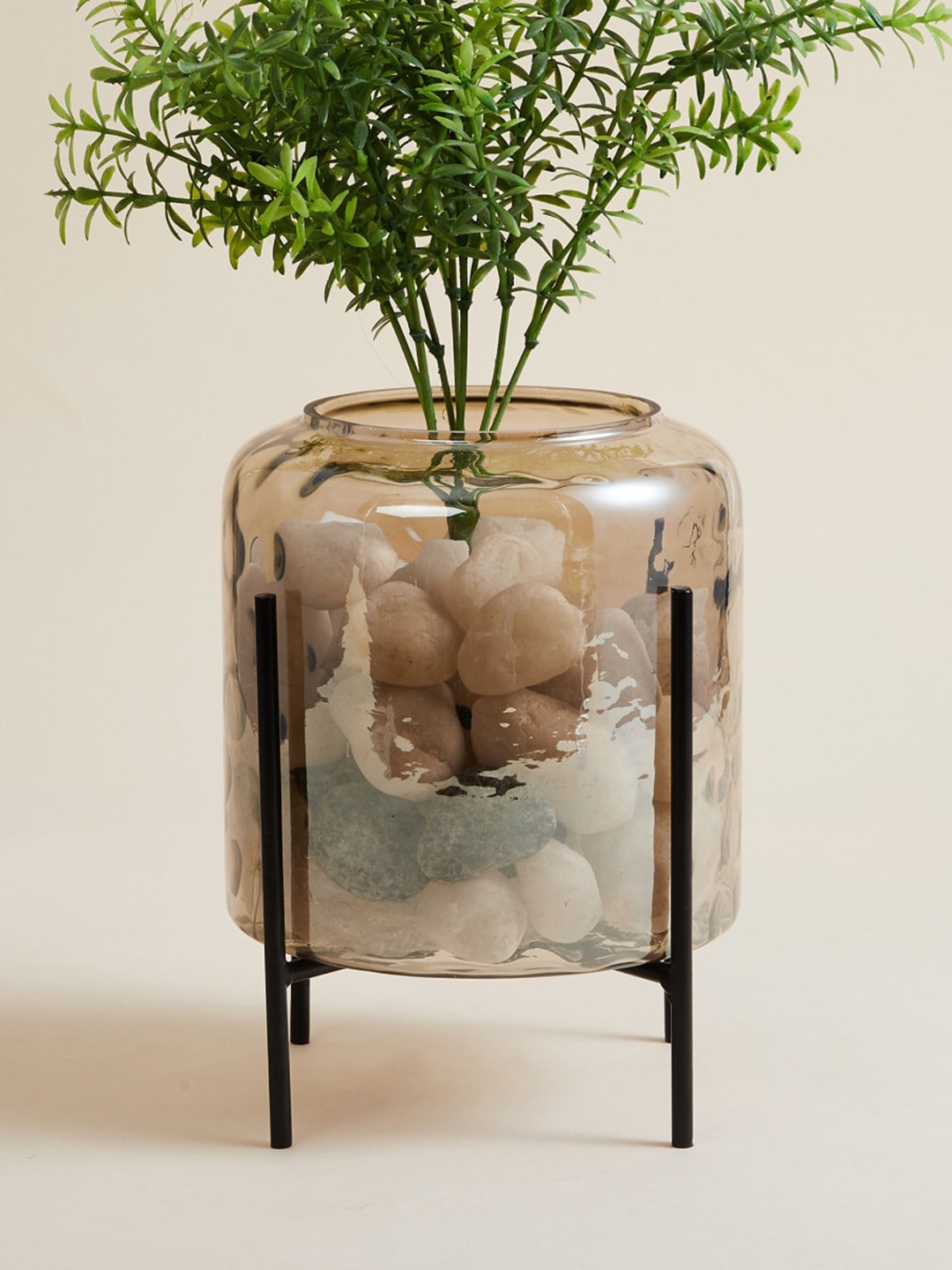 

Home Centre Transparent Glass Planter With Stand