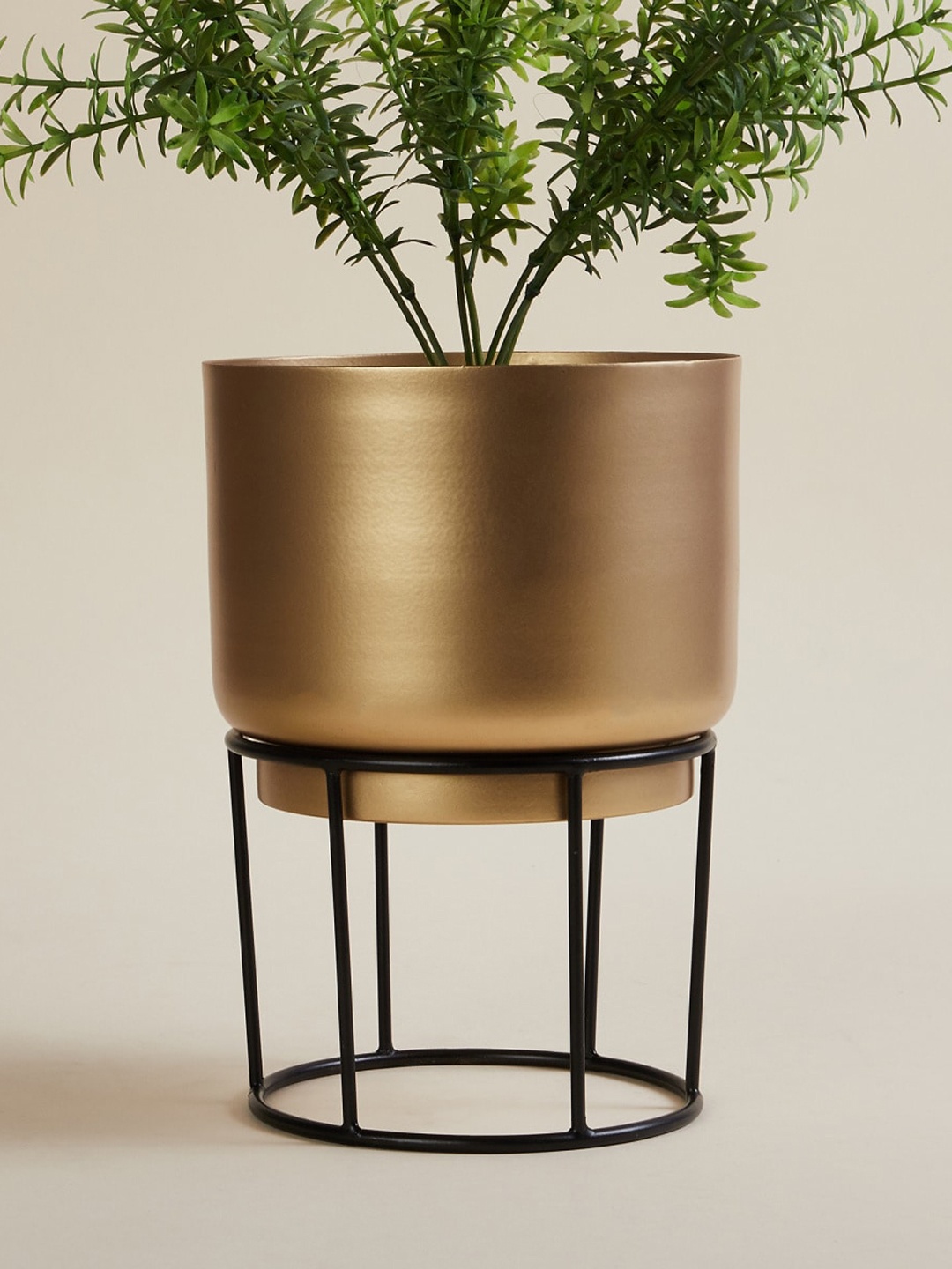 

Home Centre Gold-Toned Solid Metal Planter With Stand