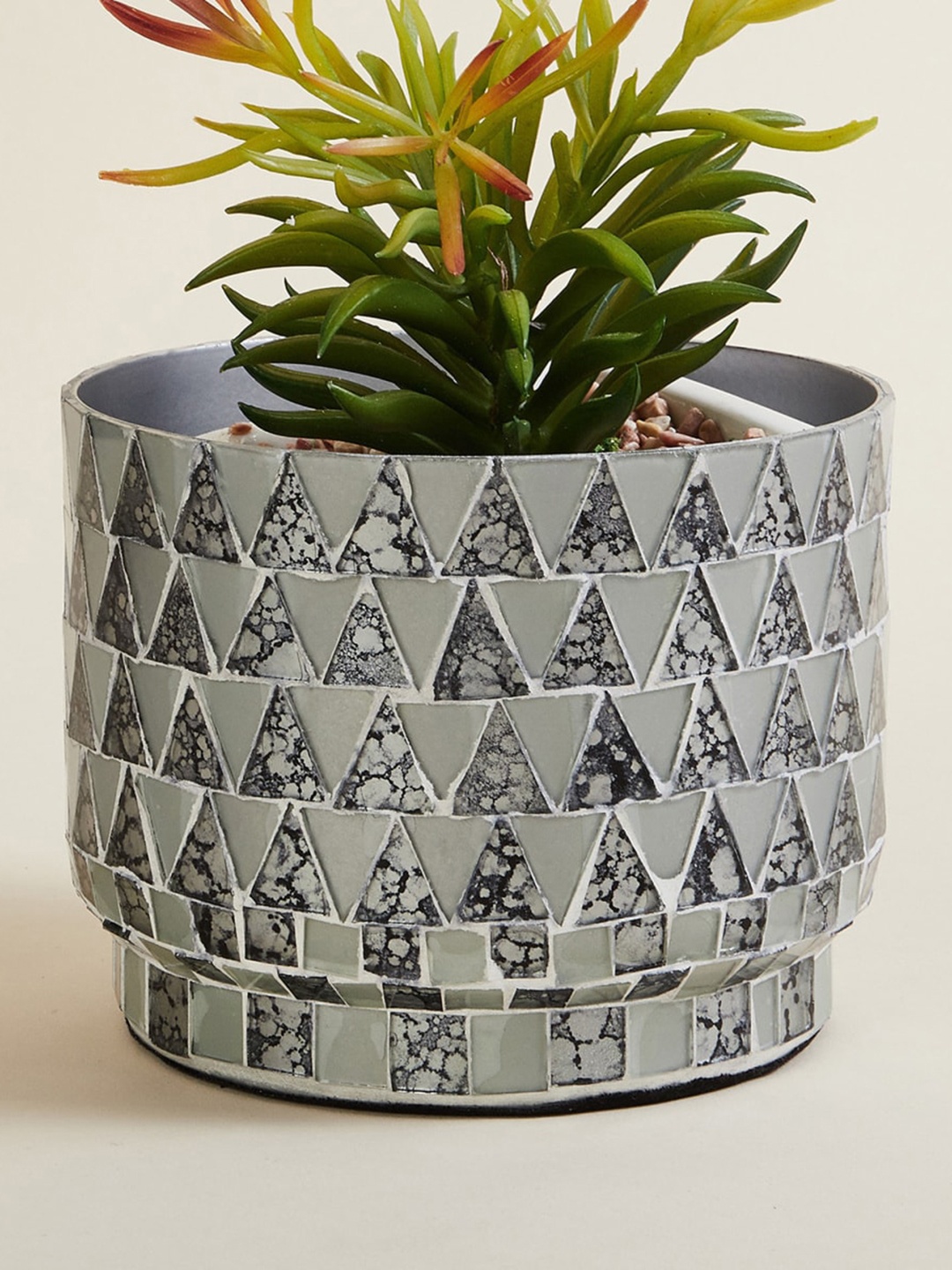 

Home Centre Grey Printed Metal Floor Planter