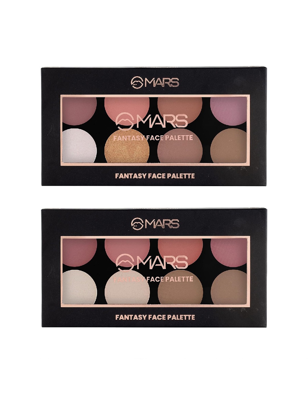 

MARS Set of 2 Matte Fantasy Palette Blusher with Highlighter & Bronzer - 01 & 03, Multi