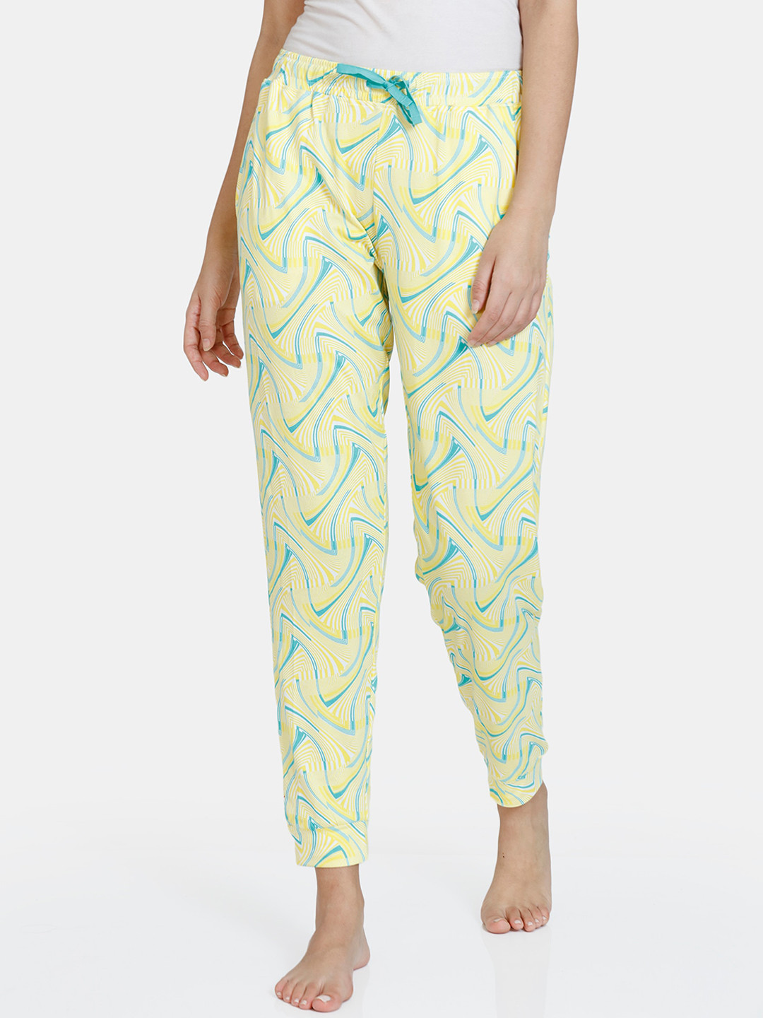 

Zivame Yellow Abstract Printed Lounge Pants