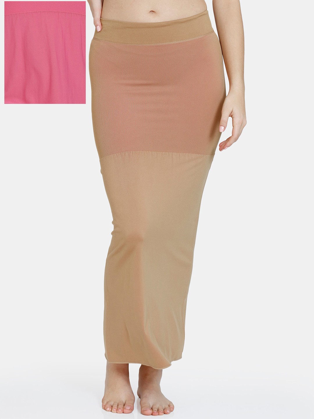 

Zivame Women Pink Solid Reversible Saree Shapewear