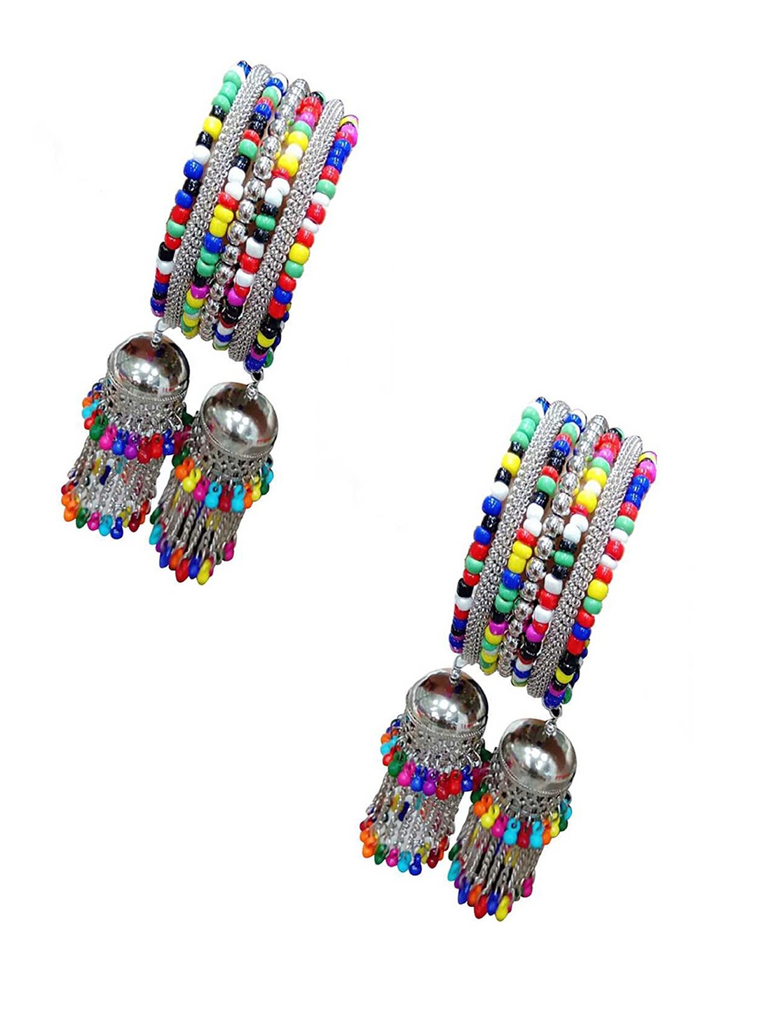 

Vembley Women 2 Silver-Toned & Red Oxidised Silver-Plated Bangle-Style Bracelet