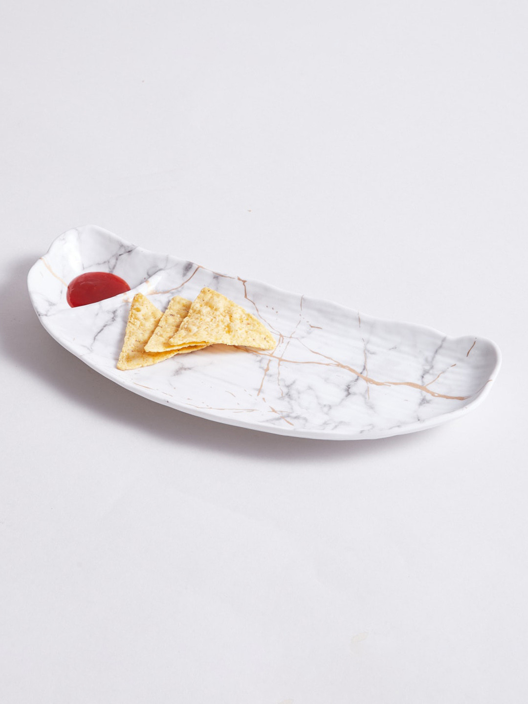 

Home Centre White Printed Chip And Dip Platter