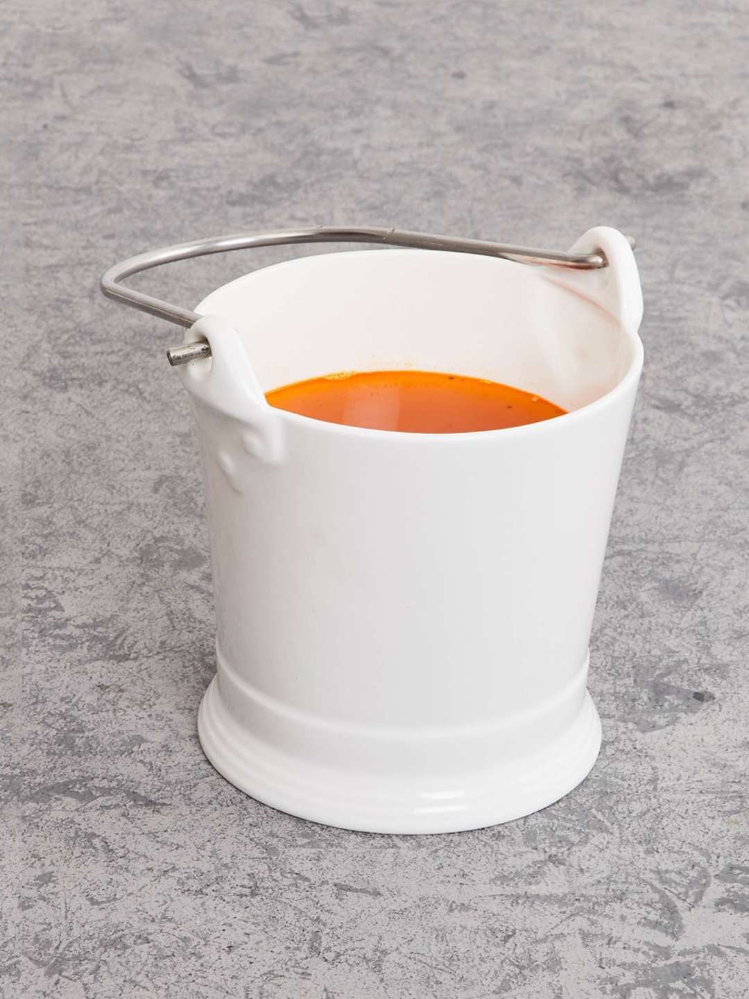 

Home Centre White Solid Bone China Bucket With Handle