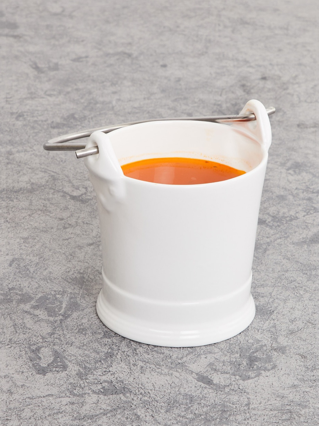 

Home Centre White Solid Bone China Bucket With Handle - 500ml