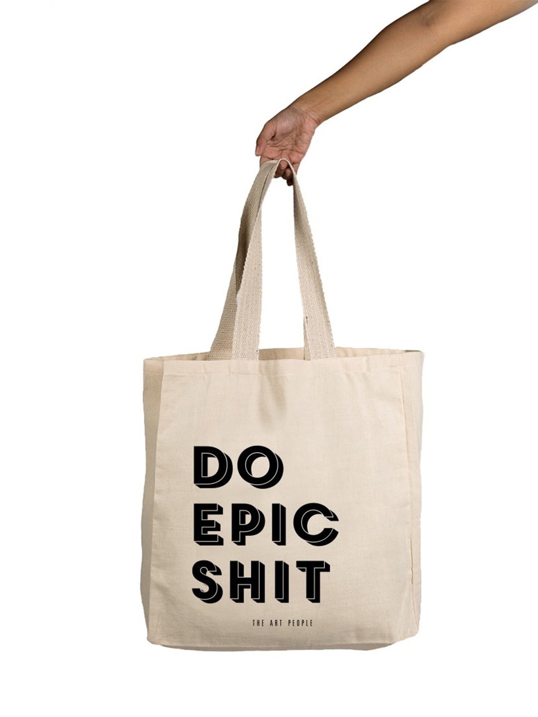 

The Art People Unisex Off White Printed Shopper Tote Bag