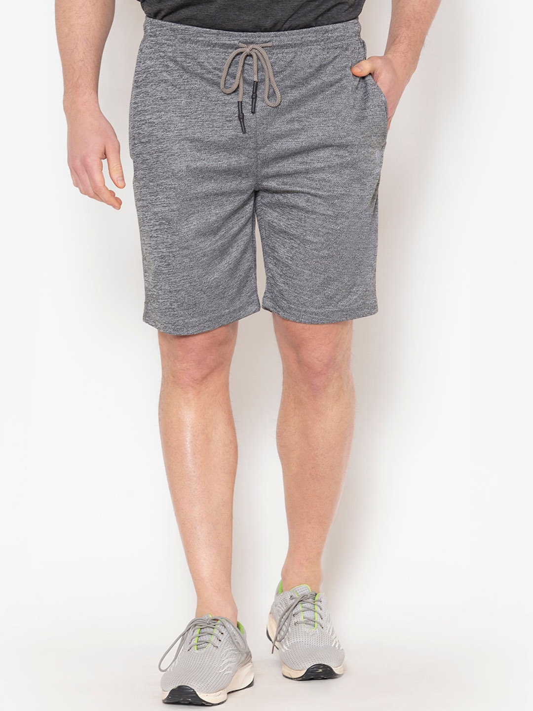 

BODYACTIVE Men Grey Melange Sports Shorts