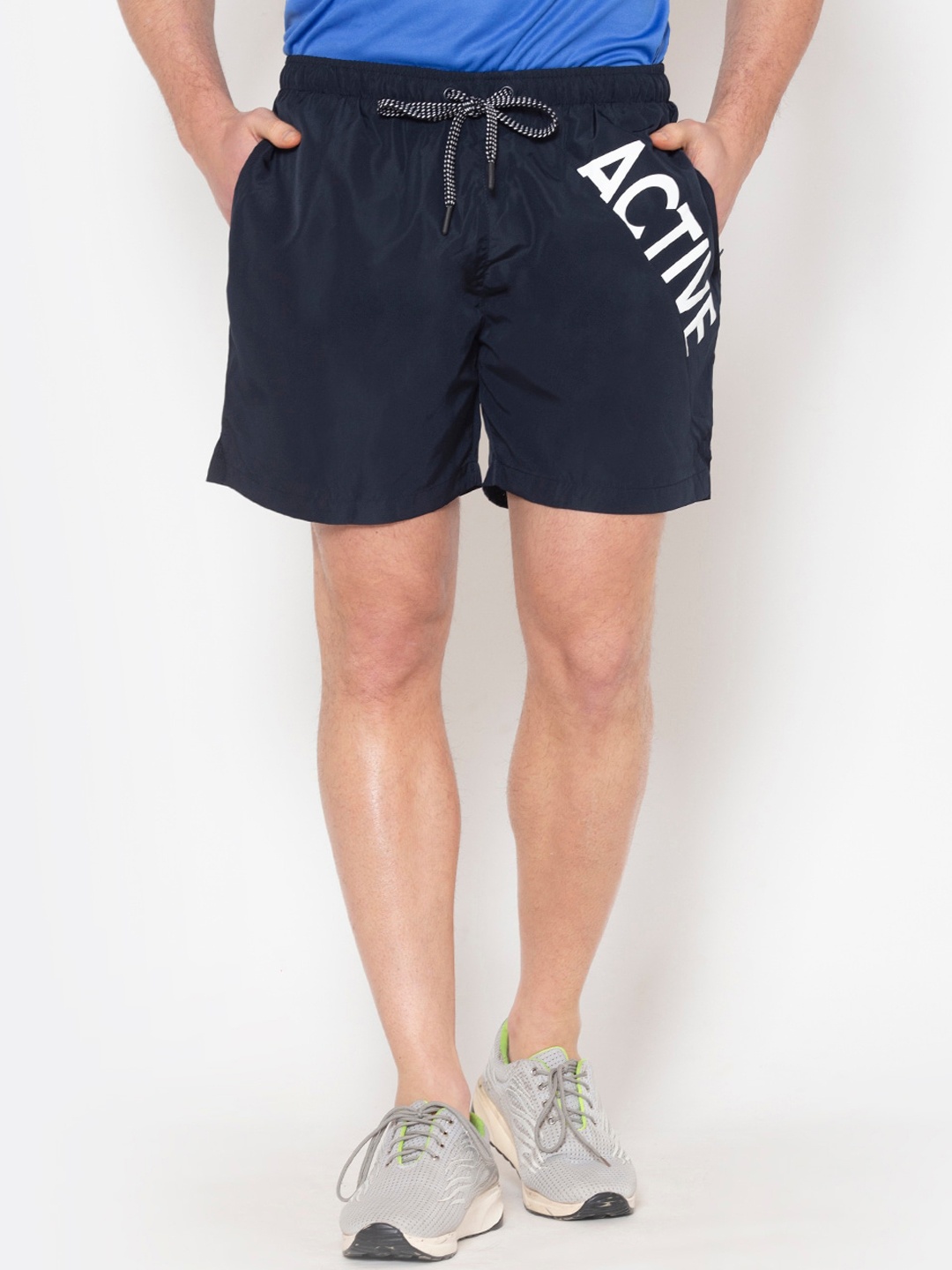 

BODYACTIVE Men Navy Blue Sports Shorts