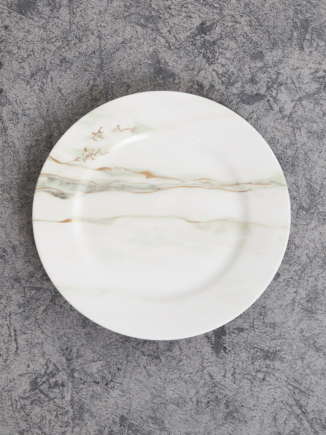 

Home Centre White & Grey Printed Bone China Glossy Plate